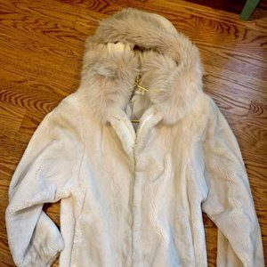 White Fox Fur Hooded Coat